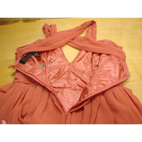 NEW H&M Womens Dress Size 8 Coral Crossover Back Tier Ruching Zip-up Back V-Neck - Picture 11 of 16